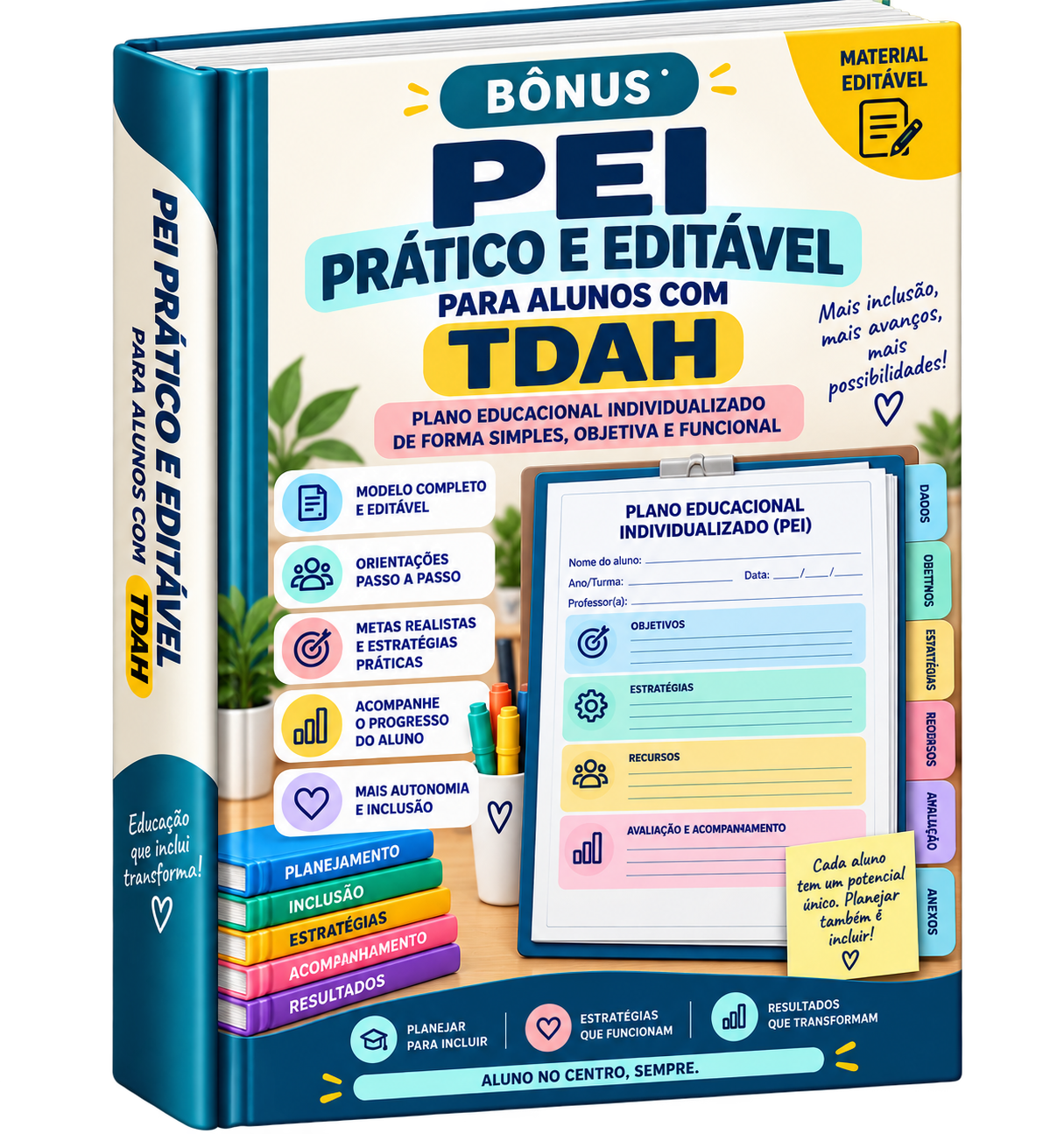 Mockup do PEI Prático e Editável para alunos com TDAH