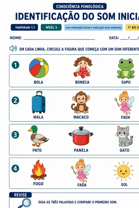 Atividade de identificação do som inicial